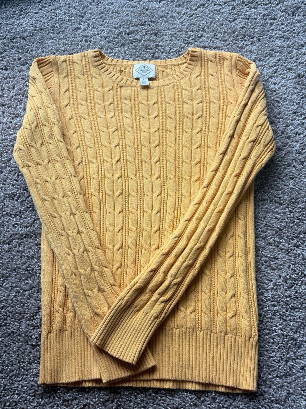 St. John's Bay Cable Knit Crewneck Sweater - Mustard Yellow